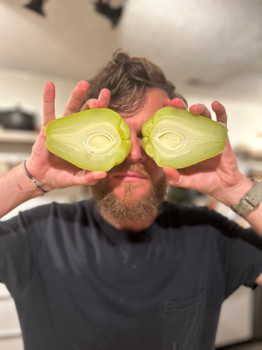 Chayote Stuffed with Chorizo, cooked by Addi 🤠